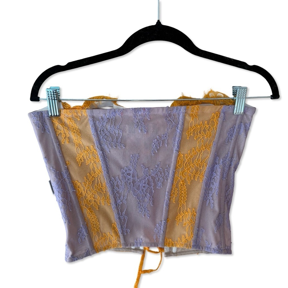 Loba carmen Corset Top pants set lilac Orange flares lace outfit 2 pc Revolve S - Picture 7 of 16